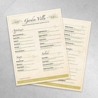 Italian Garden Menu Template 8.5" x 11"