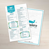 Waterproof Flat Table Menus 8.5" x 14”