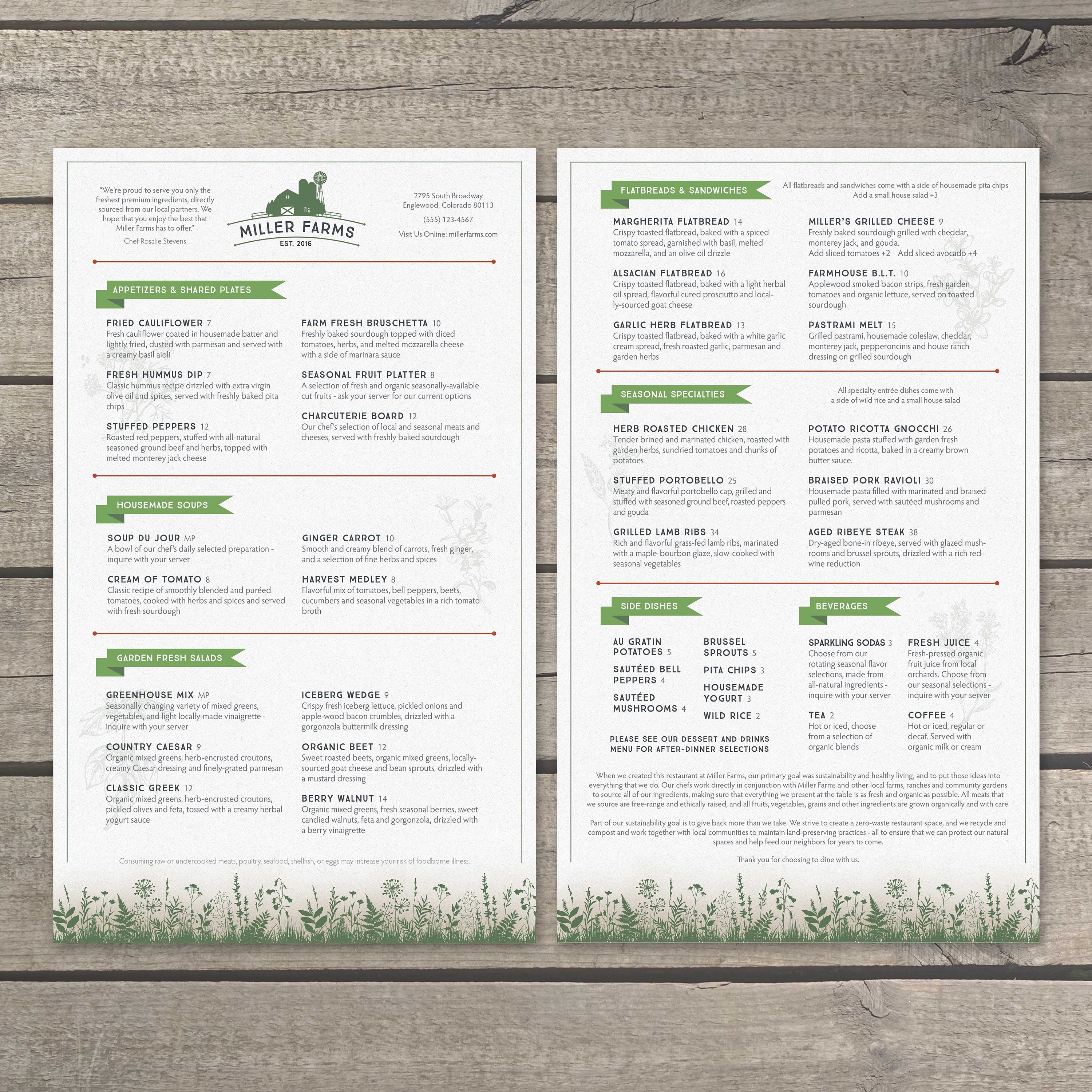 Farm Table Format Farm to Table Template 8.5