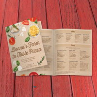 Modèle de menu de pizza de la ferme à la table (8,5" x 14"), pliable