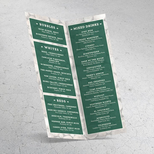 8.5" x 11" Bi-Fold Waterproof Menus - TerraSlate Inc.