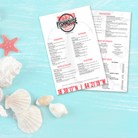 Upscale Fish House Menu Template - 11" x 17"