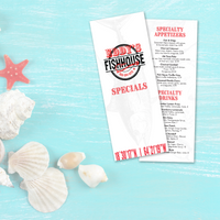 Modèle de menu de restaurant de poisson haut de gamme - 4,25" x 11"