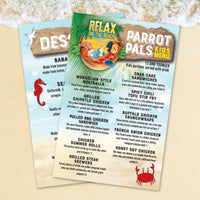 Beach Menu Template 5.5" x 8.5"