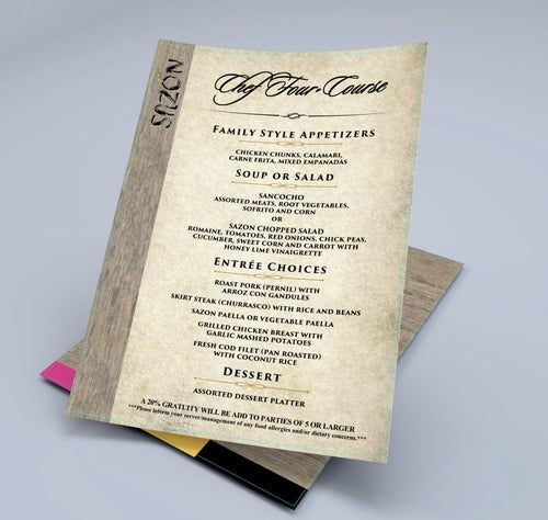 Waterproof Flat Table Menus 5" x 7" - TerraSlate Inc.