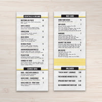Waterproof Flat Table Menus 6" x 15"