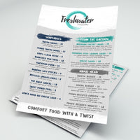 Waterproof Flat Table Menus 8.5" x 11”