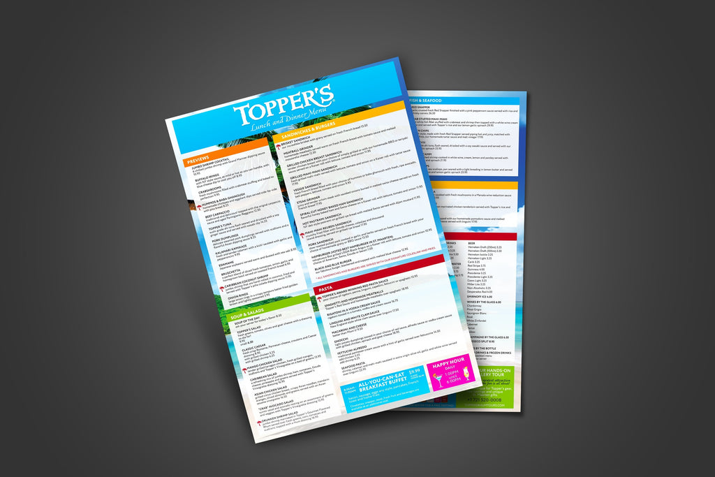 Waterproof Flat Table Menus 12